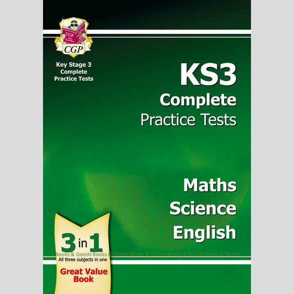 KS3 Years 7-9 Complete Practice Tests Maths Science and English with Answer CGP
