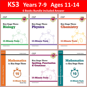 KS3 Years 7-9 10 Minute Tests 6 Books Bundle included Answer CGP