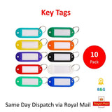 Key Tags Multi Colour Plastic Key Rings ID Tags Name Label Key Tag 10 Pack