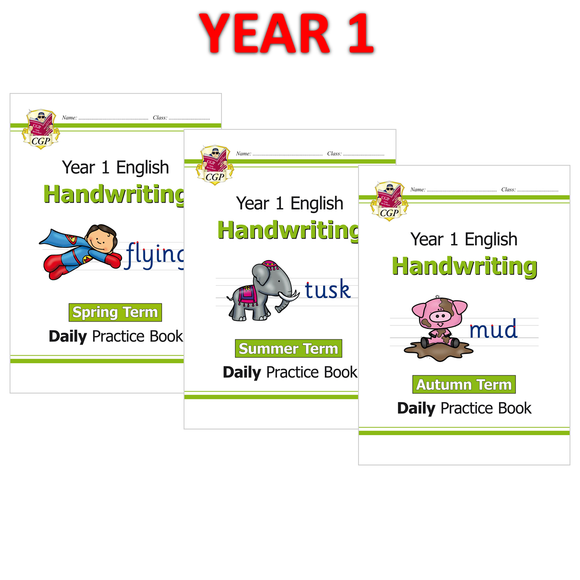 KS1 Year 1 Handwriting Daily Practice Books Spring Summer and Autumn Terms CGP