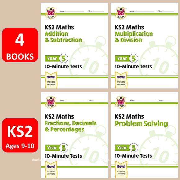 KS2 Year 5 Maths 10 Minute Tests 4 Books Bundle Included Answer CGP