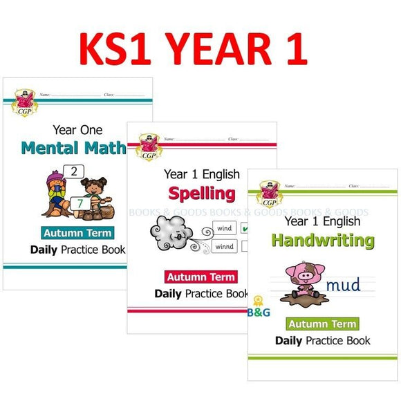 KS1 Year 1 Mental Maths Spelling English Handwriting Books with Answer AUTUMN