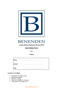 Model Answers for Benenden Lower School Entrance 2015