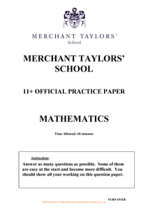 Model answers for Merchant Taylor 11plus_Maths_specimen_2 Sep 2018