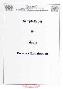 Bancroft's School 2018 11+ Entrance Exam